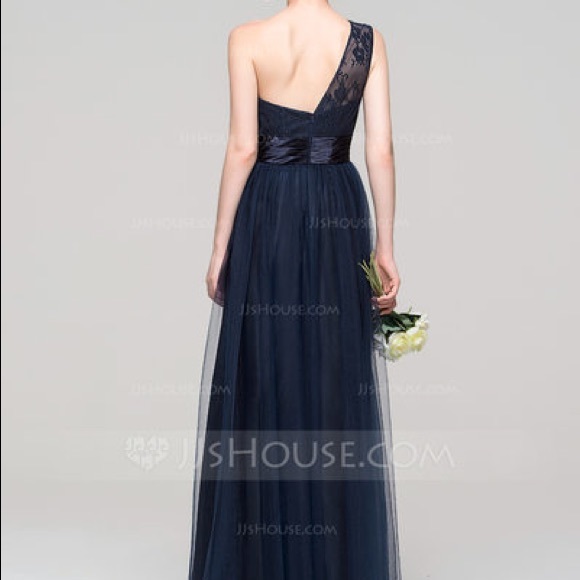 Navy Long Bridesmaid Formal Prom Dress, Size 18 - Picture 2 of 6